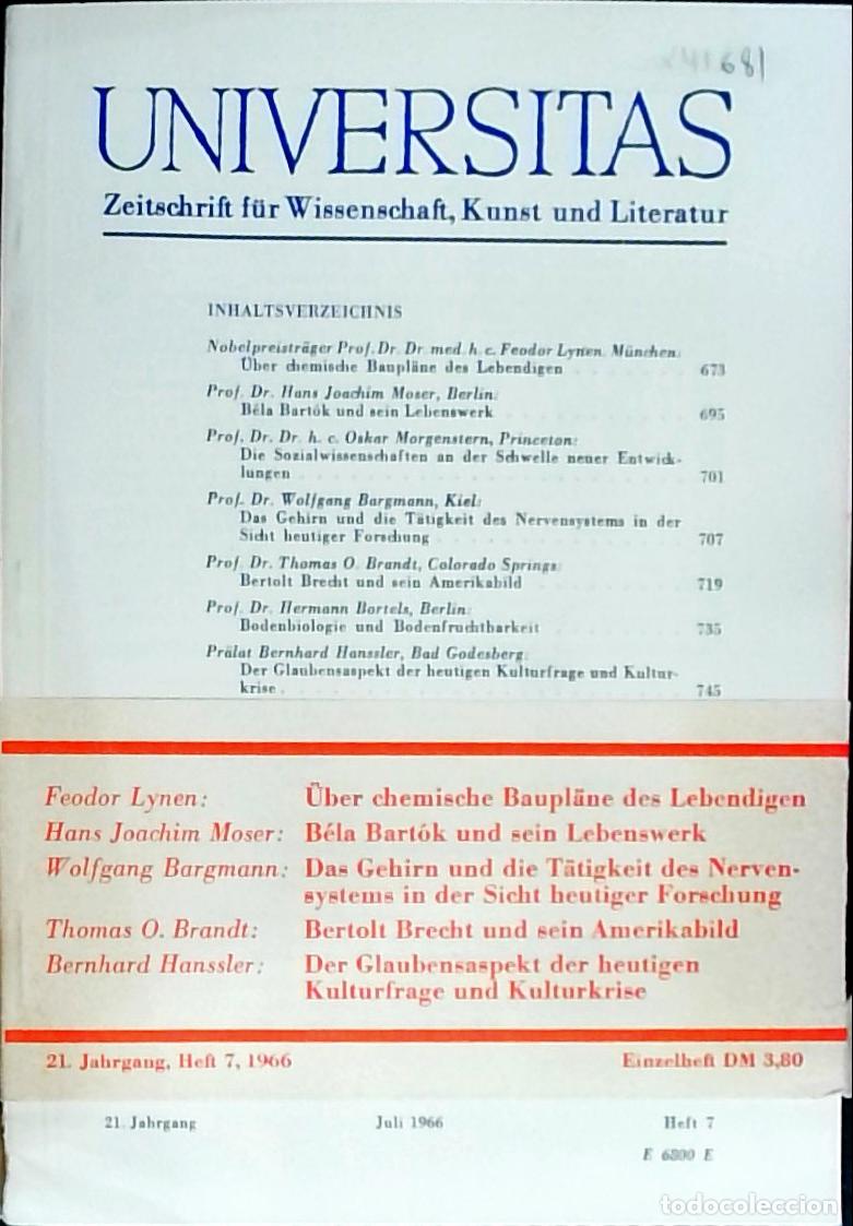 Livres: Universitas Juli Heft 7. Zeitschrift f&uuml;r Wissenschft, Kunst und Literatur - Autores Varios: