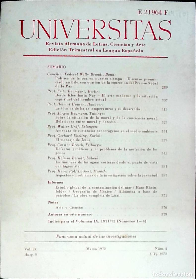 Libros: Universitas Vol. IX N&ordm; 4. Revista Alemana de Letras, Ciencias y Arte. Edici&oacute;n Trimestral en Lengua E