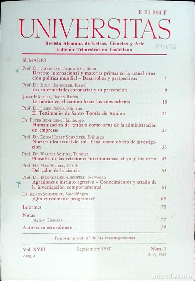 Libros: Universitas Vol. XVIII N&ordm; 1. Revista Alemana de Letras, Ciencias y Arte. Edici&oacute;n Trimestral en Lengu