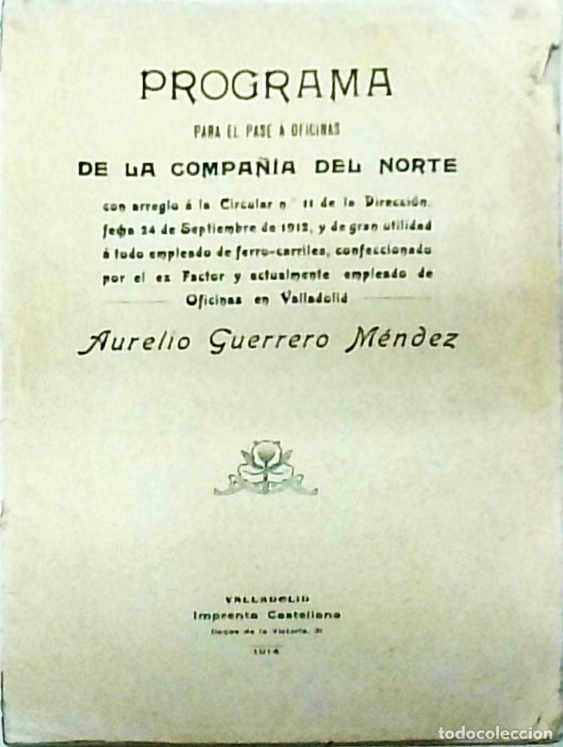 Libros: Programa para el pase &aacute; oficinas de la Compa&ntilde;&iacute;a del Norte con arreglo &aacute; la Circular n&ordm; 11 de la Dire