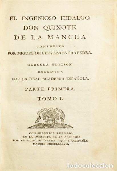 Libros: CERVANTES SAAVEDRA. (Miguel de) - EL INGENIOSO HIDALGO DON QUIXOTE DE LA MANCHA.