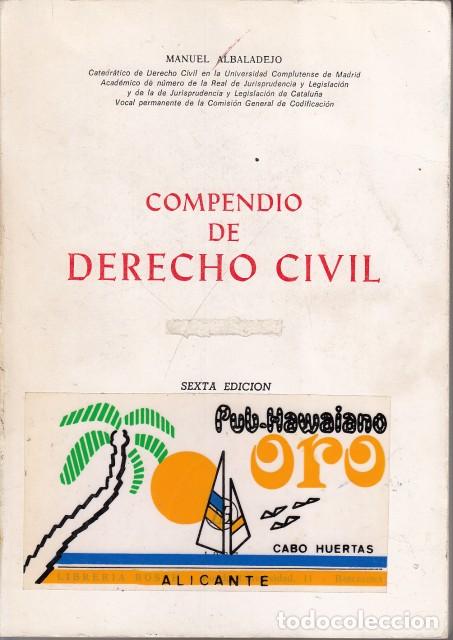 Libros: COMPENDIO DE DERECHO CIVIL - ALBADALEJO, MANUEL - Foto 1