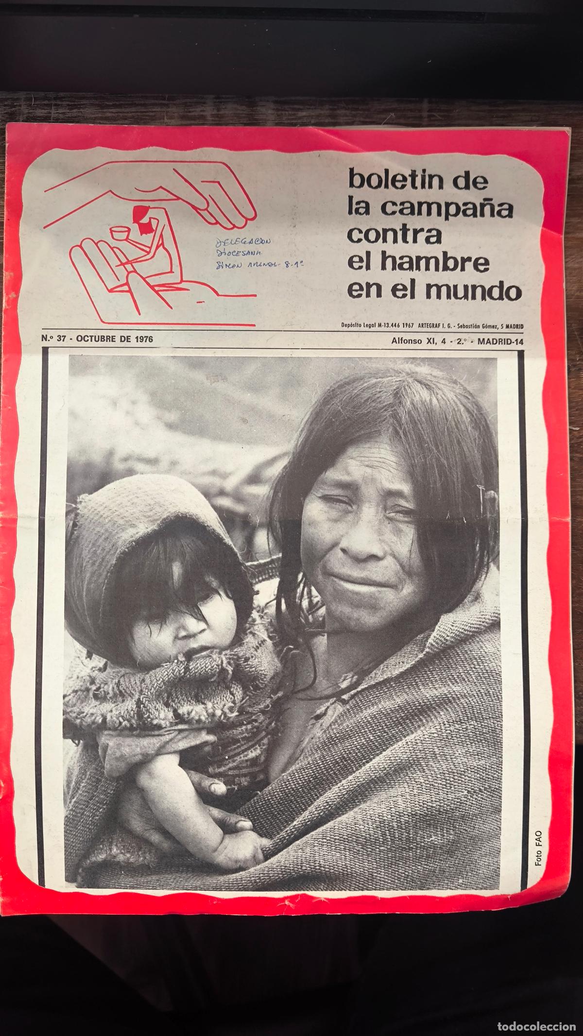 Libri di seconda mano: BOLET&Iacute;N DE LA CAMPA&Ntilde;A CONTRA EL HAMBRE EN EL MUNDO. N&ordm; 37 - OCTUBRE 1976 - VV.AA.