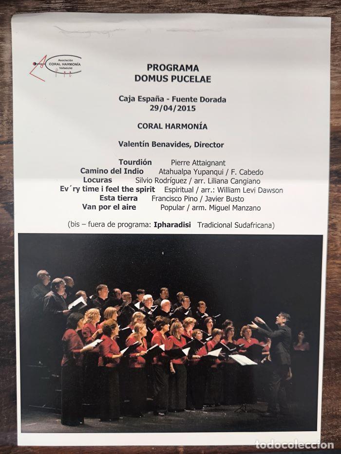 Libri di seconda mano: FOLLETO DE PROGRAMA DE FUNDACI&Oacute;N DOMUS PUCELAE. CONCIERTO DE CORAL HARMON&Iacute;A DE VALLADOLID. SALA DE C