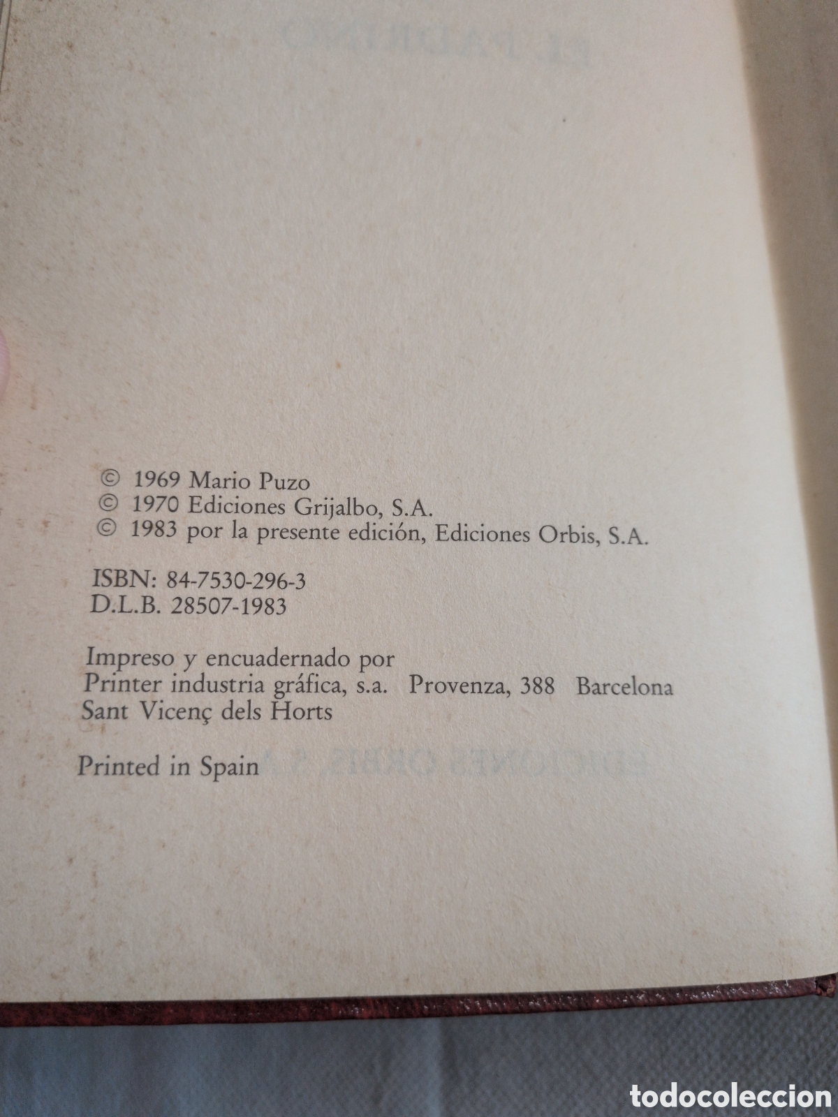 Libros: El padrino - Mario Puzo. Ediciones orbis. 1983 - Foto 2