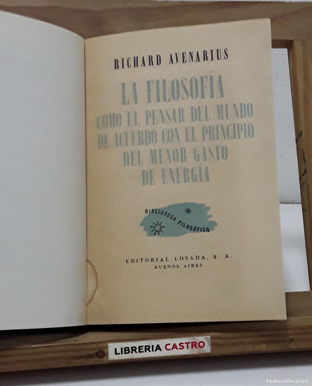 Livros em segunda m&atilde;o: La filosof&iacute;a como el pensar del mundo de acuerdo con el principio del menor gasto de energ&iacute;a - Richa