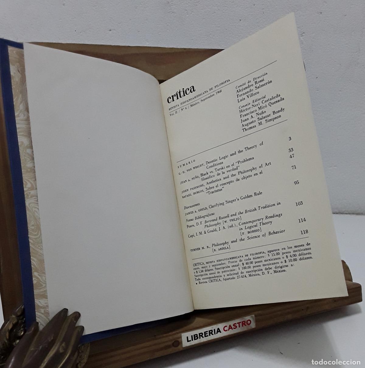 Livros em segunda m&atilde;o: Cr&iacute;tica. Revista Hispanoamericana de Filosof&iacute;a. Vol II. N&ordm; 6, Septiembre de 1968 - Comit&eacute; de direcci