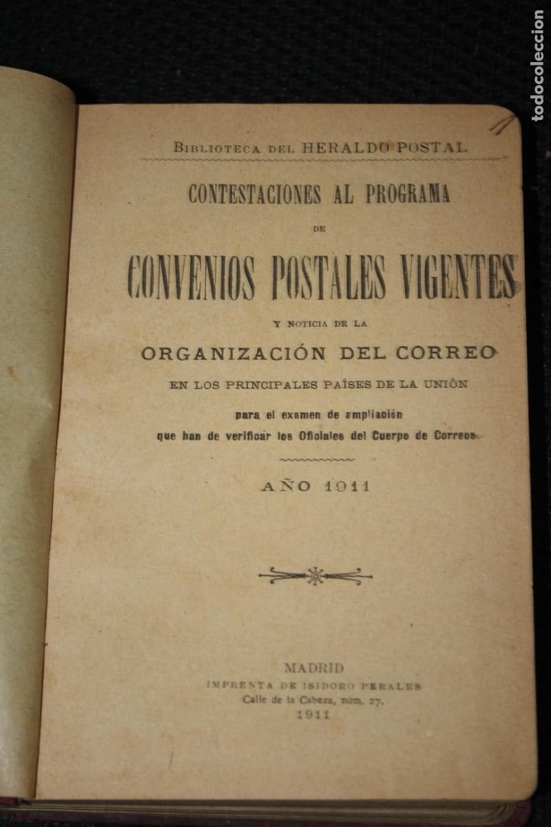 Libri di seconda mano: CONTESTACIONES AL PROGRAMA DE CONVENIOS POSTALES VIGENTES - A&Ntilde;O 1911 - BIBLIO. HERALDO POSTAL