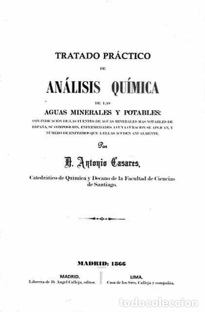 Libros: Tratado pr&aacute;ctico de an&aacute;lisis qu&iacute;mica de las aguas minerales y potables - Antonio Casares