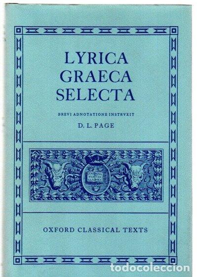 Libros: Lyrica graeca selecta - Page, D. L. (Ed.)