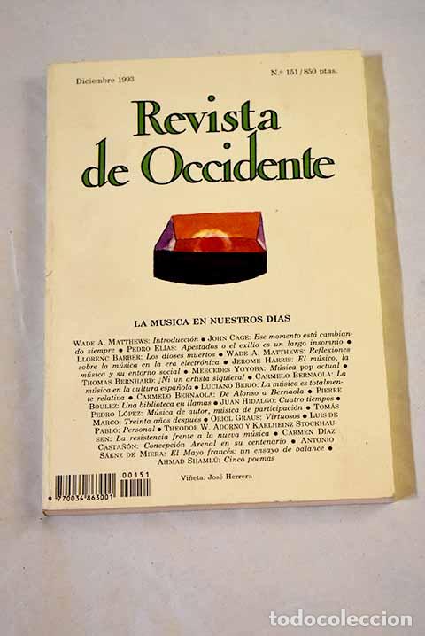books: Revista de Occidente, A&ntilde;o 1993, n&ordm; 151, La musica en nuestros dias: