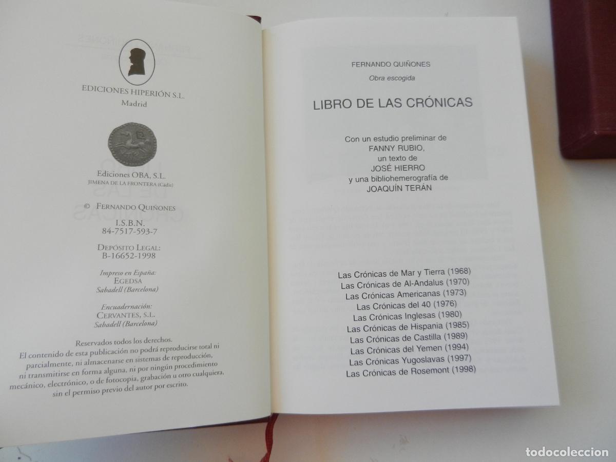 Libros: FERNANDO QUI&Ntilde;ONES - LIBRO DE LAS CRONICAS - OBRA ESCOGIDA - CON ESTUCHE - Foto 7