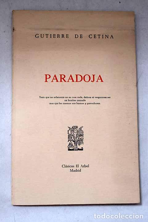 B&uuml;cher: Paradoja: Cetina, Gutierre de.- Cetina, Gutierre de