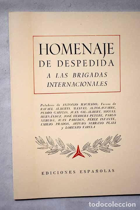 Libros: Homenaje de despedida a las Brigadas Internacionales