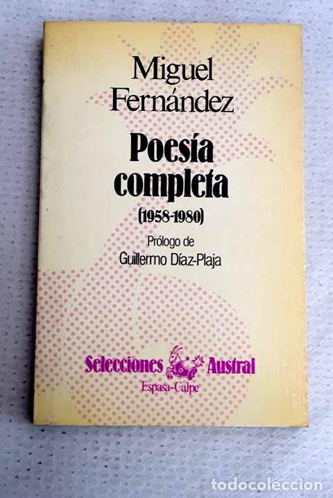 Livres: Poes&iacute;a completa (1958-1980).- Fern&aacute;ndez, Miguel