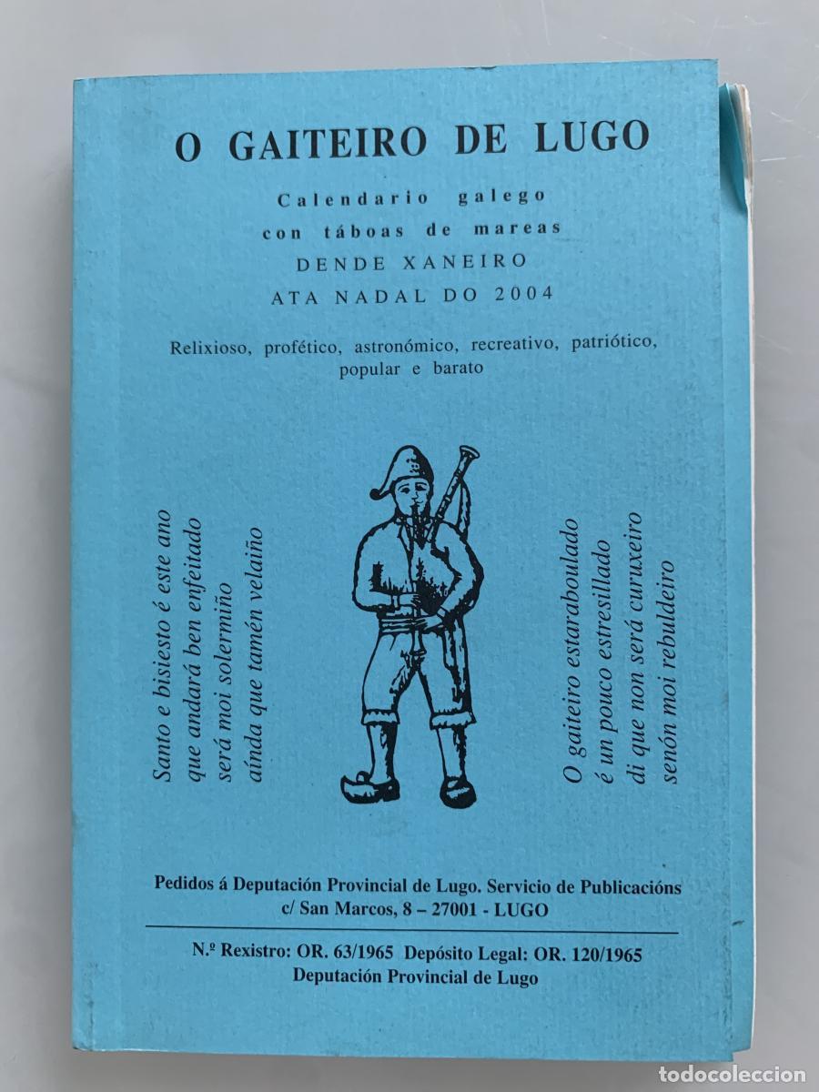 Libros: O GAITEIRO DE LUGO. CALENDARIO GALEGO CON T&Aacute;BOAS DE MAREAS. Dende Xaneiro ata Nadal do 2004. Relixio