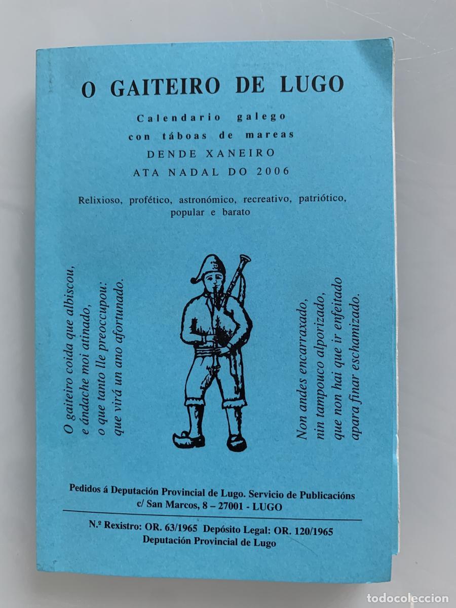 Libros: O GAITEIRO DE LUGO. CALENDARIO GALEGO CON T&Aacute;BOAS DE MAREAS. Dende Xaneiro ata Nadal do 2006. Relixio