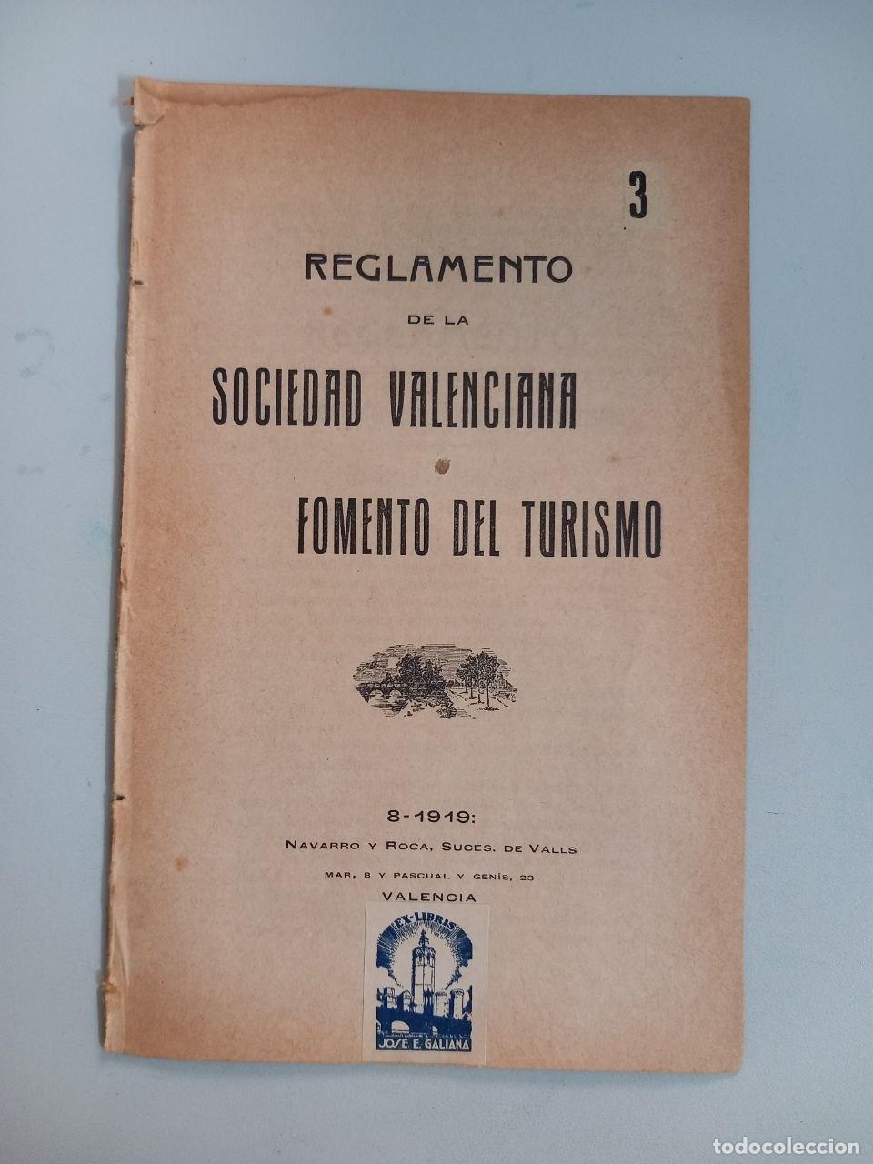 books: Reglamento de la Sociedad Valenciana. Fomento del Turismo.