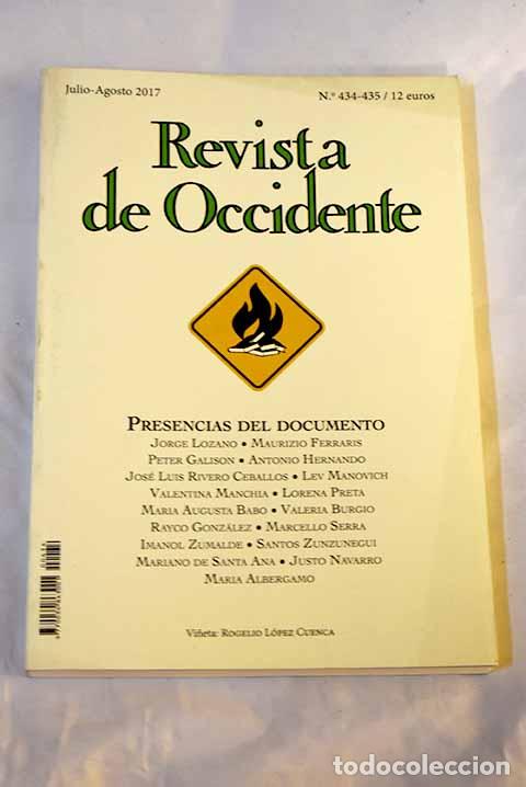Livros em segunda m&atilde;o: Revista de Occidente, A&ntilde;o 2017, n&ordm; 434_435, Presencias del documento:: Presencias del documento