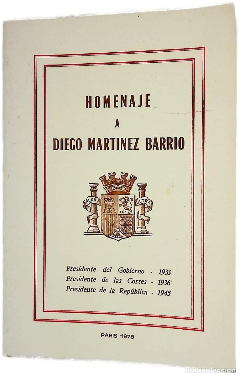 Livros em segunda m&atilde;o: Homenaje a Diego Mart&iacute;nez Barrio