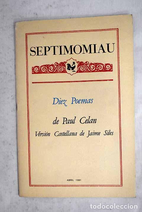 Libros: Diez poemas: Celan, Paul.- Celan, Paul