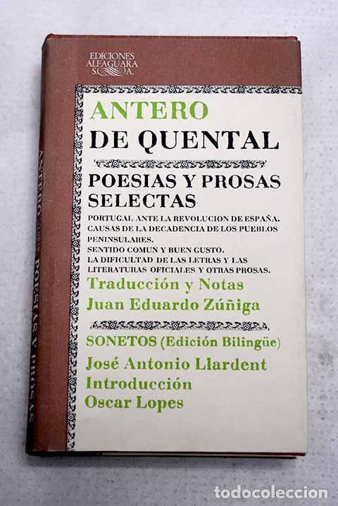 Libros: Poes&iacute;as y prosas selectas.- Quental, Antero de