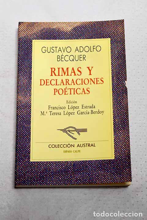 Libros: Rimas y declaraciones po&eacute;ticas.- B&eacute;cquer, Gustavo Adolfo