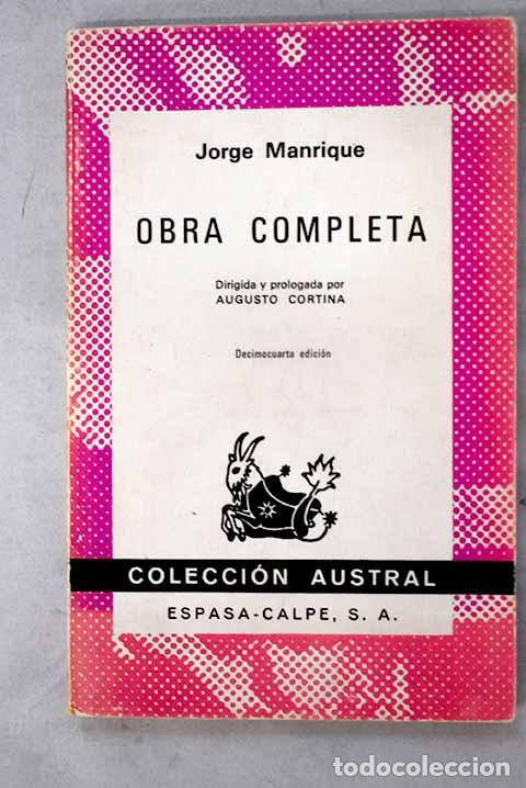 Libros: Obra completa: Manrique, Jorge.- Manrique, Jorge
