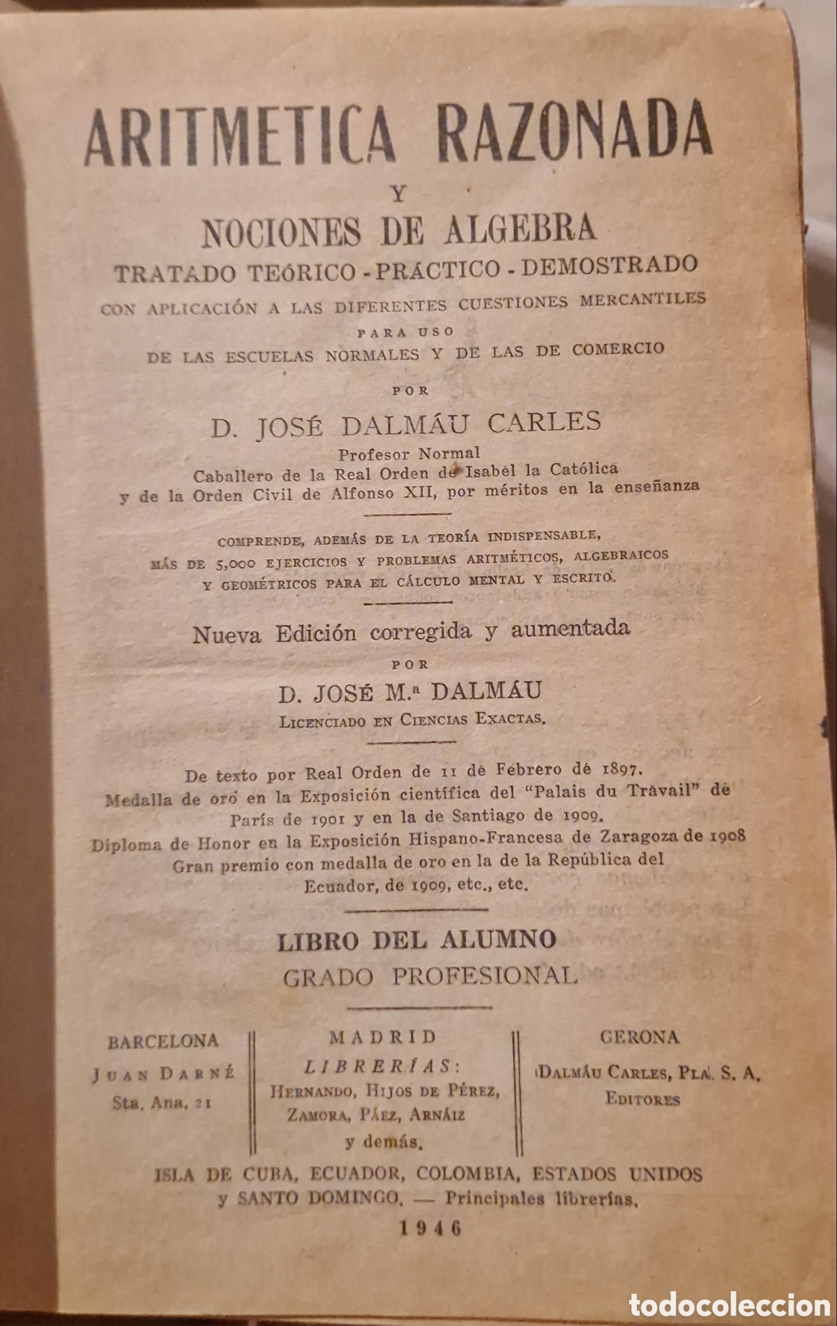 Libros: Aritm&eacute;tica razonado y nociones de algebra