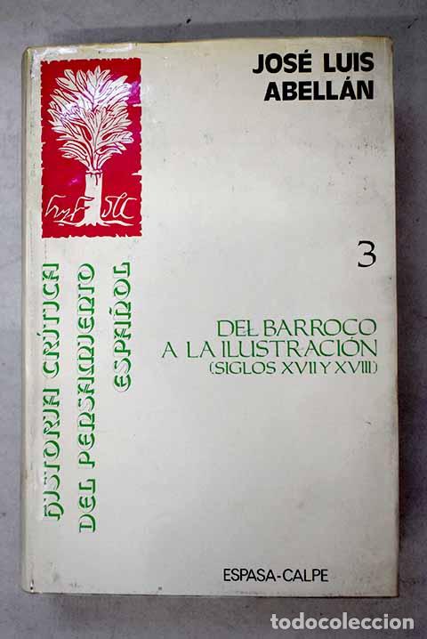Libros: Historia cr&iacute;tica del pensamiento espa&ntilde;ol, Tomo III. Del barroco a la ilustraci&oacute;n