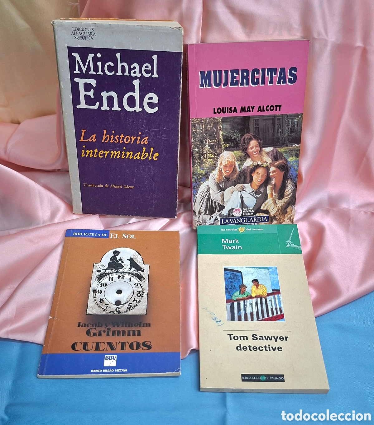 Libros: Lote de 4 cl&aacute;sicos Ende, Alcott, Grimm y Twain