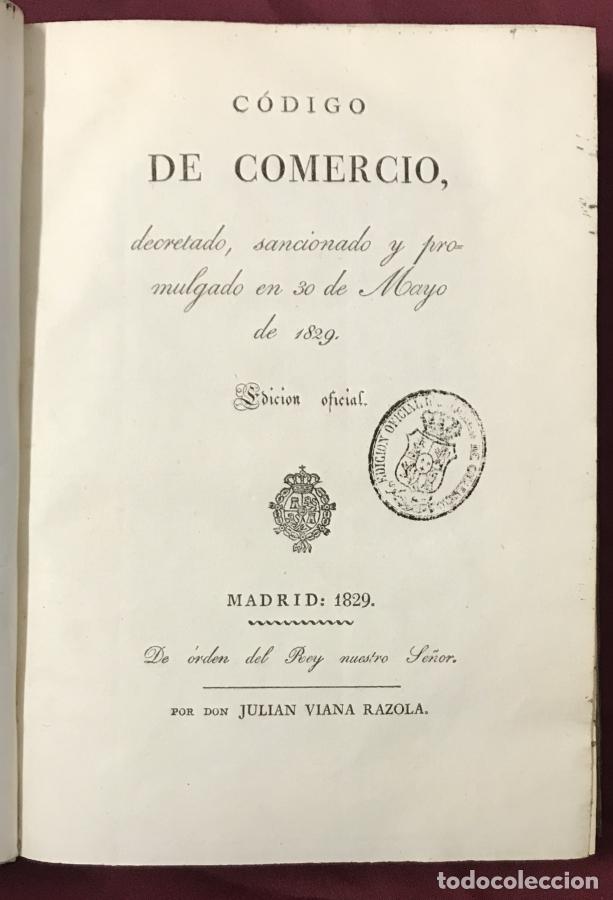 Libros: C&oacute;digo de Comercio, decretado, sancionado y promulgado en 30 de mayo de 1829 - - Foto 2