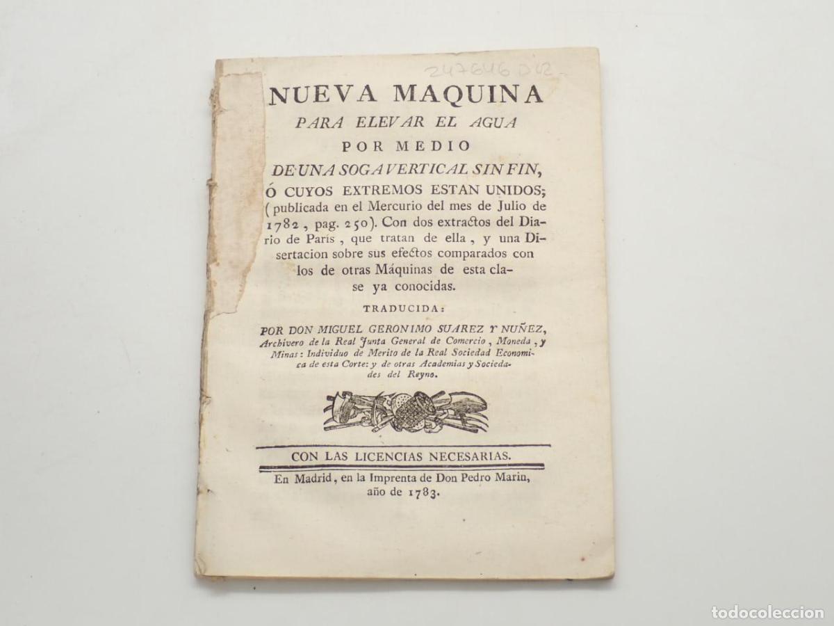Libros: Nueva m&aacute;quina para elevar el agua por medio de una soga vertical sin fin, o cuyos extremos est&aacute;n uni