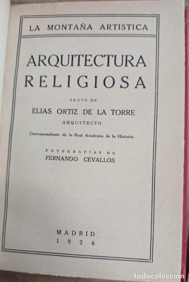 books: Arquitectura religiosa. - Ort&iacute;z de la Torre, El&iacute;as.