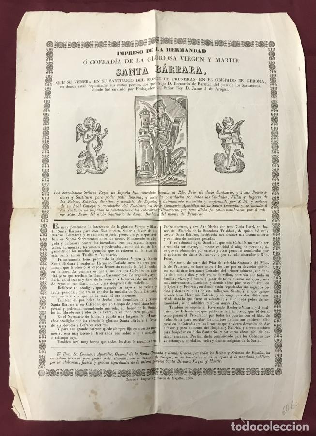 B&uuml;cher: (Cartel) Impreso de la Hermandad &oacute; Cofrad&iacute;a de la gloriosa virgen y m&aacute;rtir Santa B&aacute;rbara que se vene