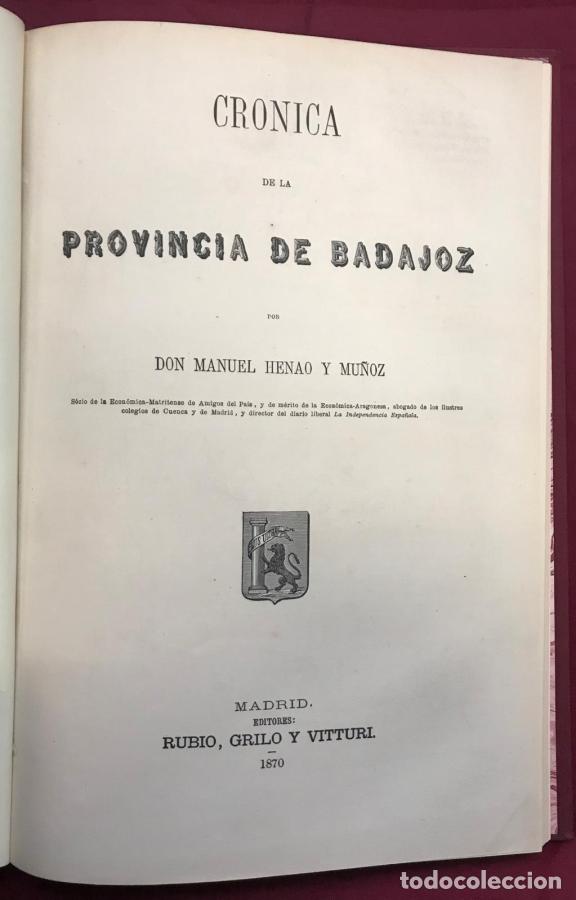 Livros em segunda m&atilde;o: Cr&oacute;nica de la provincia de Badajoz - Henao y Mu&ntilde;oz, Manuel
