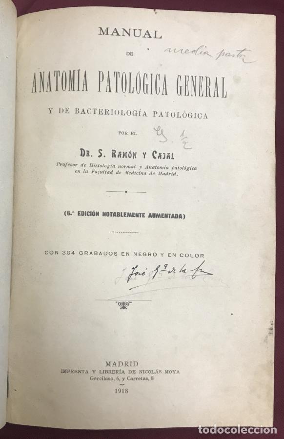 Libros: Manual de anatom&iacute;a patol&oacute;gica general y de bacteriolog&iacute;a patol&oacute;gica - Ram&oacute;n y Cajal, D. Santiago