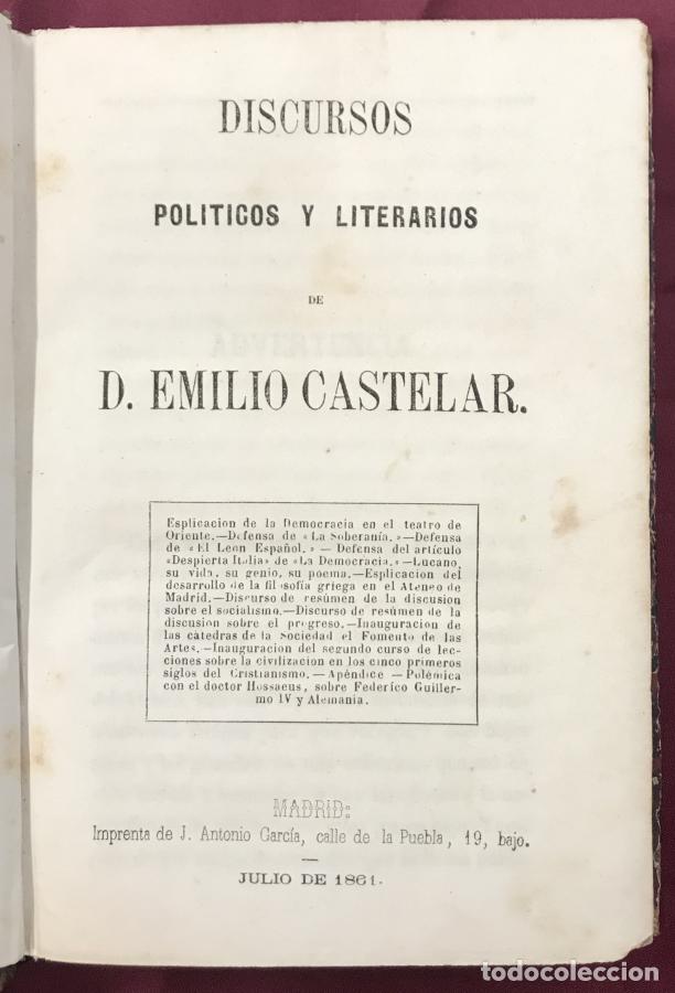 Libros: Discursos pol&iacute;ticos y literarios - Castelar, Emilio - Foto 3