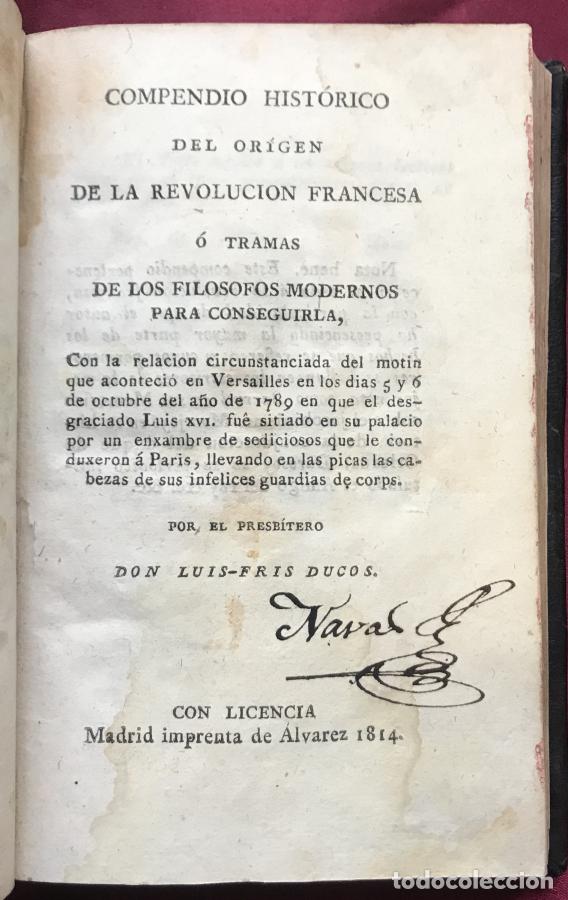 Libros: Compendio Hist&oacute;rico del Origen de la Revoluci&oacute;n Francesa &oacute; Tramas de los Fil&oacute;sofos Modernos para con