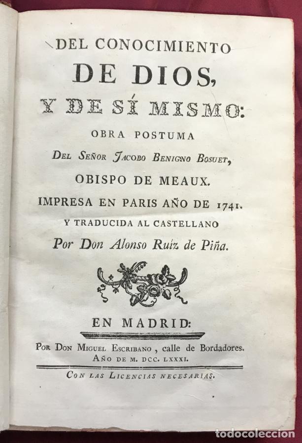 B&uuml;cher: Del Conocimiento de Dios y de S&iacute; Mismo, obra postuma&hellip; traducida por Alonso Ruiz de Pi&ntilde;a - Bossuet,