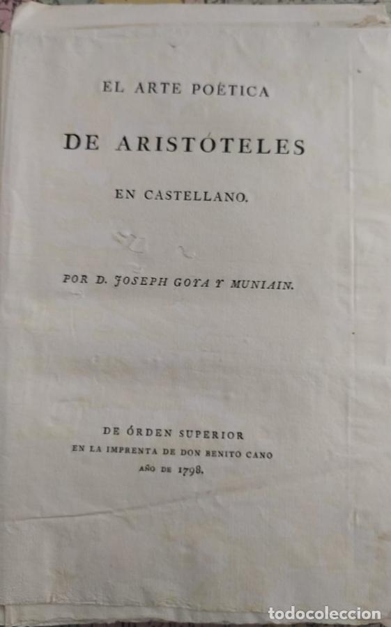 Libros: El Arte Po&eacute;tica de Arist&oacute;teles en Castellano - Goya y Munia&iacute;n, Joseph (seud&oacute;nimo de Joseph Petisco)