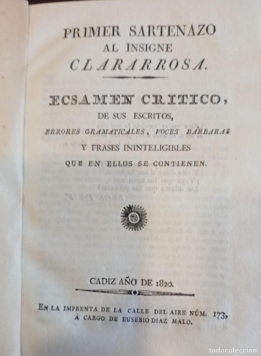 Libros: 9 folletos y 1 libro sobre Clararrosa. C&aacute;diz, 1820 (Constituci&oacute;n, Inquisici&oacute;n). Primero, segundo y t