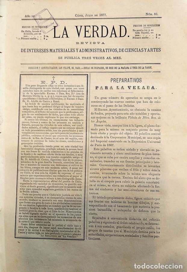 Libri di seconda mano: (Revista) La Verdad. Revista de intereses materiales y administrativos , de ciencias y artes - Junto