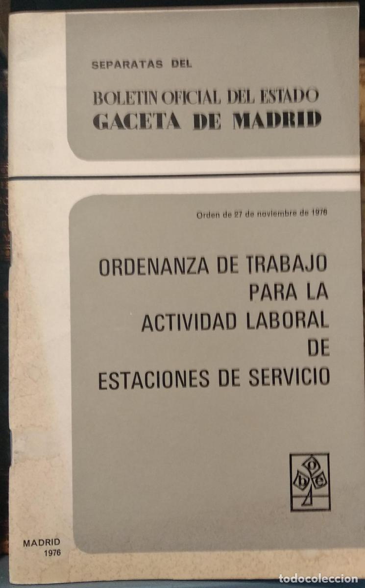 Libros: Ordenanza de trabajo para la actividad laboral de Estaciones de Servicio - Separata - - BOE