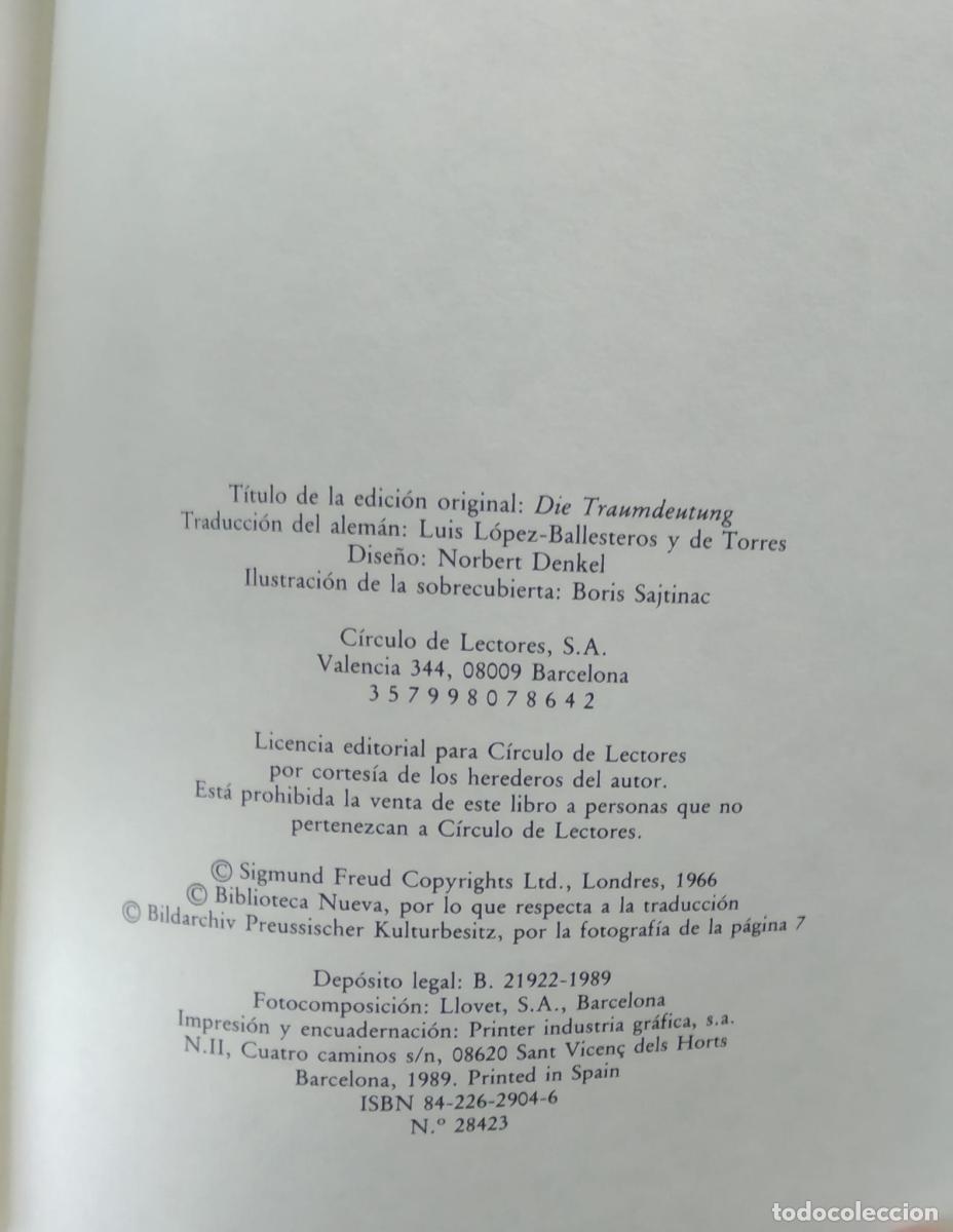 Libros: La interpretaci&oacute;n de los sue&ntilde;os - Sigmund Freud - Foto 3