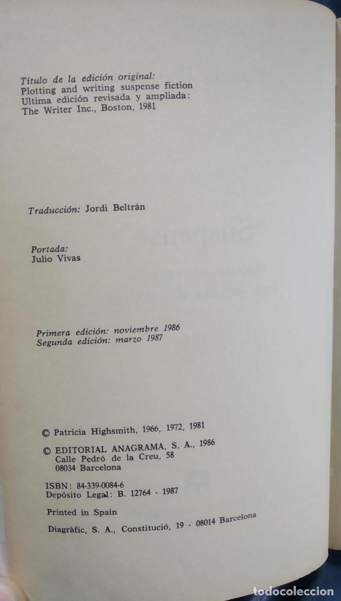 Libros: &rdquo;Suspense&rdquo;. C&oacute;mo se escribe una novela de intriga. - Highsmith, Patricia - Foto 3