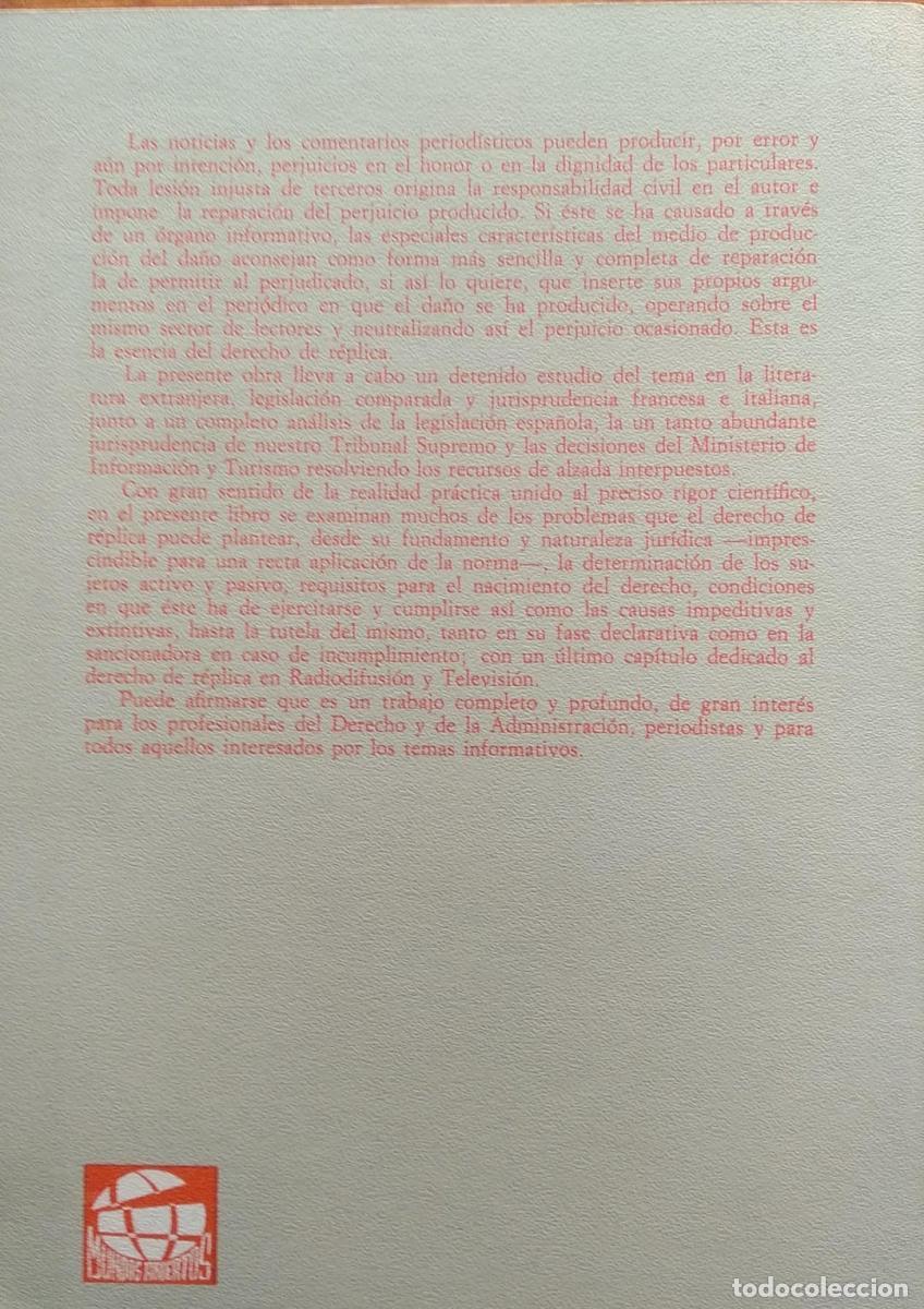 Libros: Informaci&oacute;n y derecho de r&eacute;plica - Sobrao, Francisco - Foto 3
