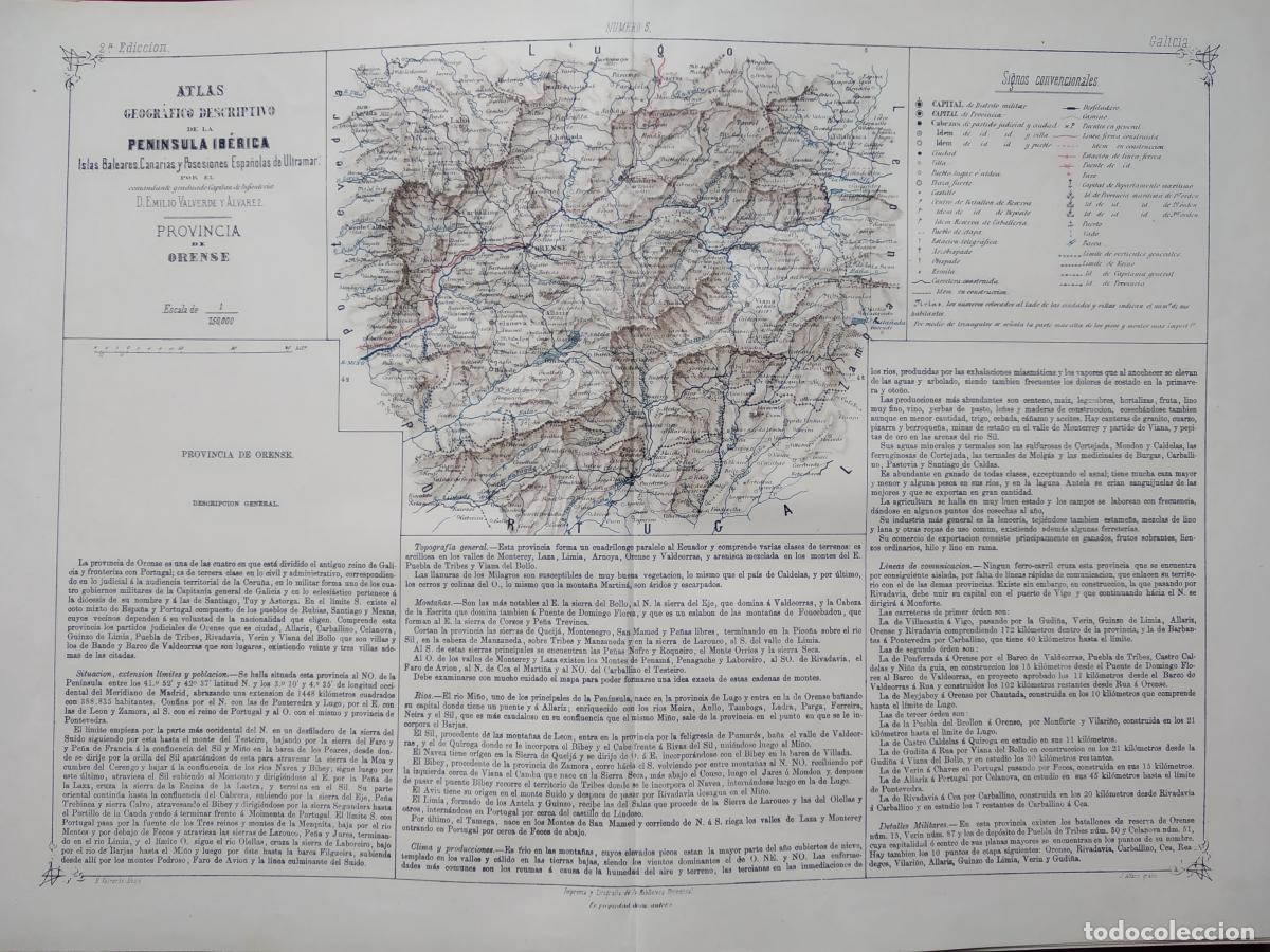 B&uuml;cher: (Mapa) Orense - Atlas geogr&aacute;fico descriptivo de la Pen&iacute;nsula Ib&eacute;rica, Islas Baleares, Canarias y Pos
