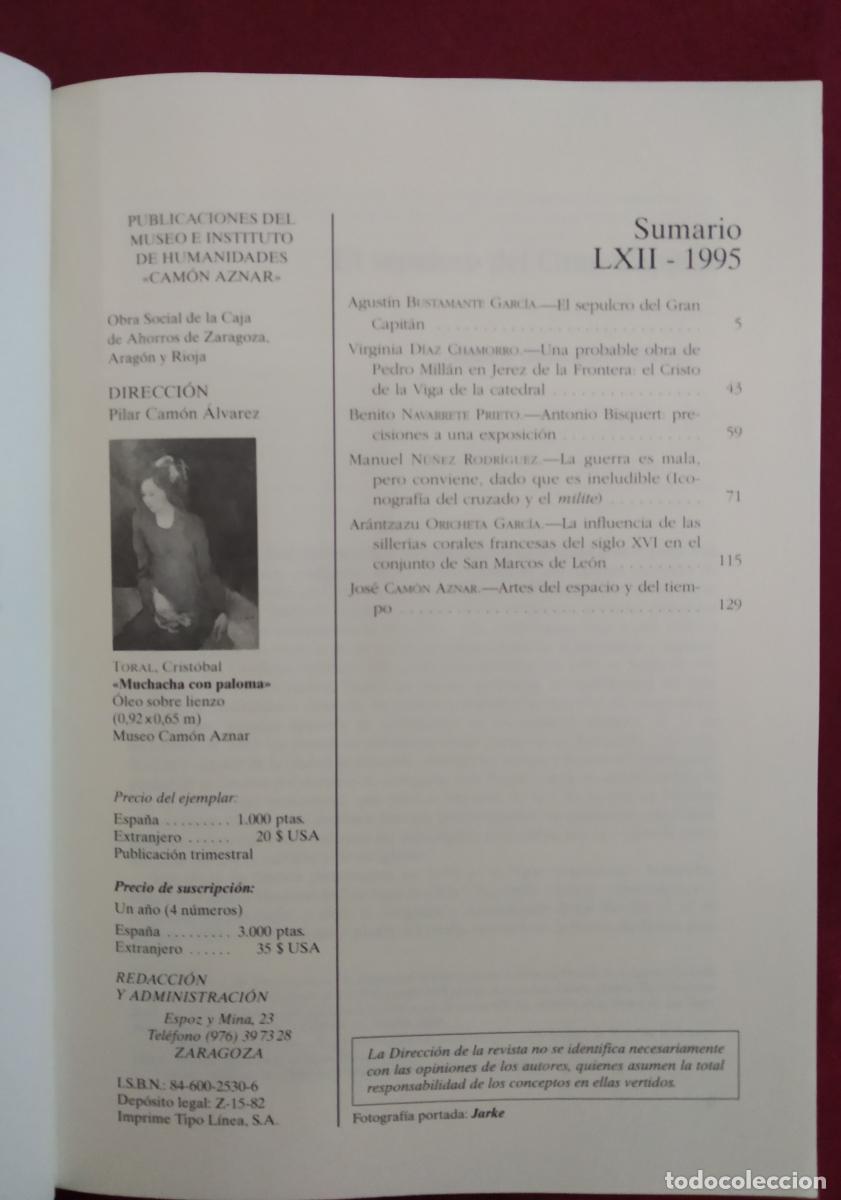 Libros: BOLET&Iacute;N MUSEO E INSTITUTO CAM&Oacute;N AZNAR N.&ordm; LXII - VVAA - Foto 3