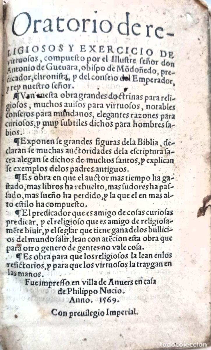 Libri di seconda mano: Oratorio de religiosos y exercicio de virtuosos compuesto por - Antonio de Guevara